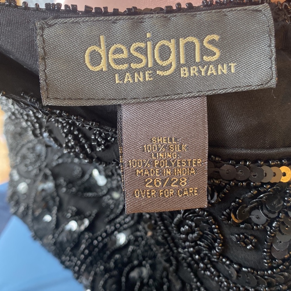 Lane Bryant Black Silk Beaded Cocktail Dress (Size 26/28) - Picture 9 of 10